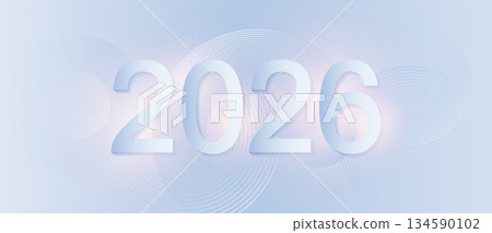 Christmas poster 2026 in the technology style with plexus effect, connection dots and lines. New Year card or digital tech calendar banner 134590102