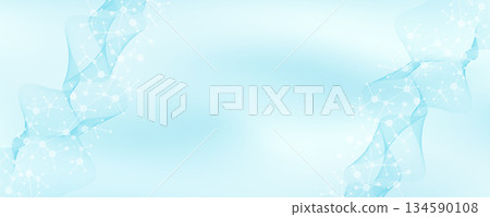 Molecular abstract structure background. Scientific vector illustration with molecule DNA. Medical, science and technology concept for banner template or header 134590108