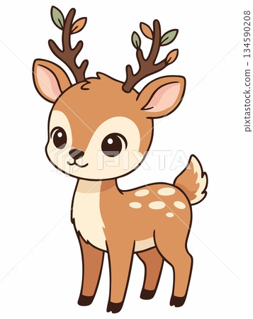 Cute cartoon illustration of a fawn 134590208