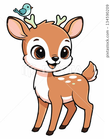 Cute cartoon illustration of a fawn Cute cartoon illustration of a fawn 134590209