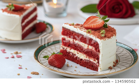 情人節紅絲絨蛋糕 情人節紅絲絨蛋糕 134590502