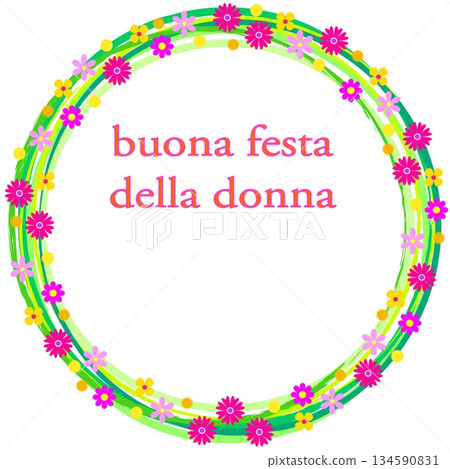 International Women's Day Buona Festa Della Donna Frame White Background Floral Pattern 134590831