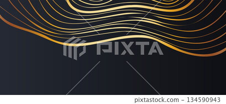 Organic Gold Contours on Black with Text Space 134590943