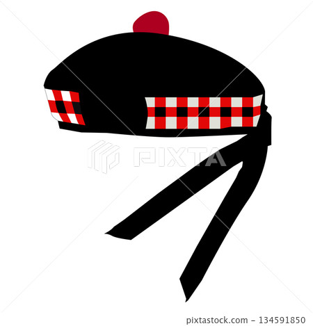 Glengarry bonnet icon. scottish traditional clothing sign. side view glengarry symbol. flat style. 134591850