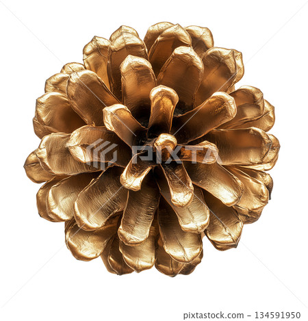 Decorative Golden Pinecone Displaying Intricate Details for Home Decor in Festive Style Decorative Golden Pinecone Displaying Intricate Details for Home Decor in Festive Style 134591950