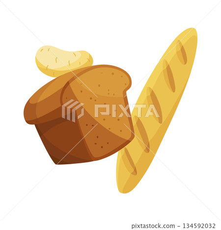 Freshly Baked Bread Loaves and Slices Served with Butter Inside Freshly Baked Bread Loaves and Slices Served with Butter Inside 134592032
