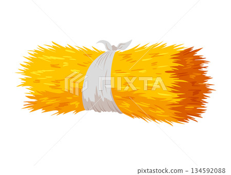 Roll of hay. Round hay bales. Dried haystack isolated on white background. Farming haymow bale hayloft vector illustration, haystack, hayrick 134592088