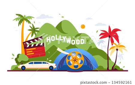 Hollywood Scene - Colorful Flat Design Illustration Hollywood Scene - Colorful Flat Design Illustration 134592161
