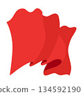 Waving flag. Red flag template on white background. National flag waving symbol. Banner design mockup element 134592190