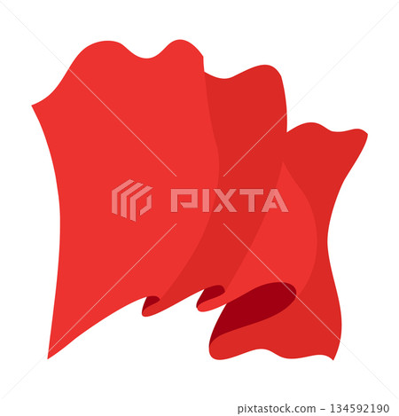Waving flag. Red flag template on white background. National flag waving symbol. Banner design mockup element 134592190