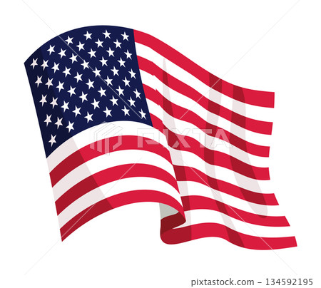 USA waving flag. American national symbol isolated on white background. Banner design element USA waving flag. American national symbol isolated on white background. Banner design element 134592195