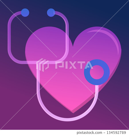 Stethoscope and heart icon. Vector illustration 134592789