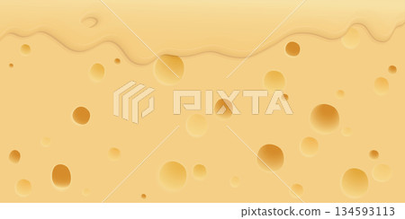 Melted Swiss cheese cross section texture background graphic illustration. 134593113