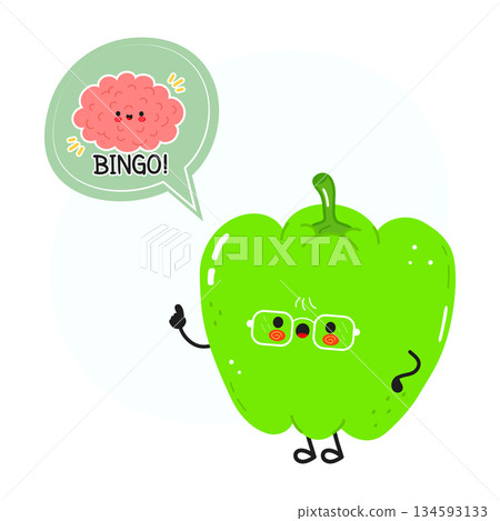 Smart bell pepper character having a bingo idea Smart bell pepper character having a bingo idea 134593133