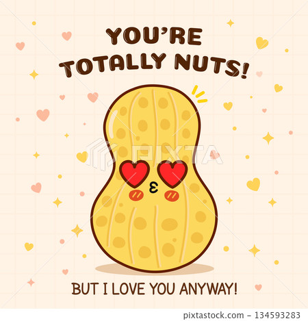 Cute peanut character feeling love for Valentine s Day 134593283