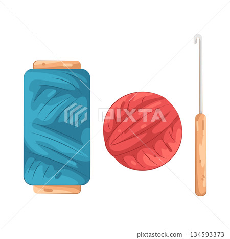 Illustration of crochet and knitting projects 134593373