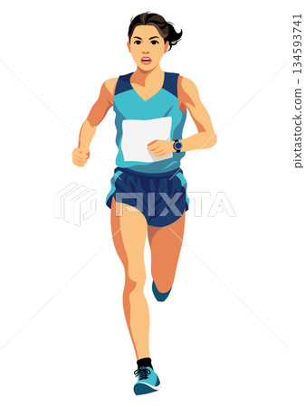 Women's marathon runner 134593741
