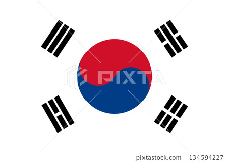 National flag of South Korea vector illustration. Flag of South Korea. National flag of South Korea vector illustration. Flag of South Korea. 134594227