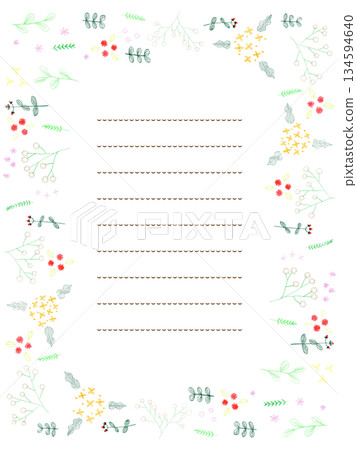Cute flower hand-drawn colored pencil frame 134594640