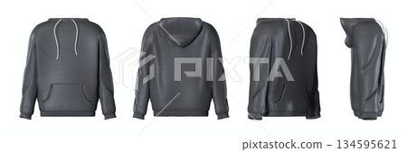 Dark gray hoodie isolated on white background 134595621