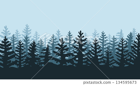 coniferous forest silhouette 134595673