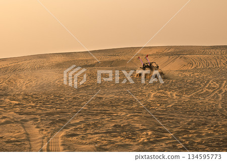 The Mesaieed Desert meets the sea in Doha, Qatar. 134595773
