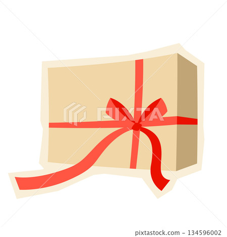 Illustration of gift box. Craft present for celebration, discount or promotion. 134596002
