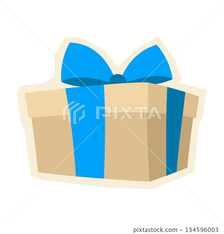 Illustration of gift box. Craft present for celebration, discount or promotion. Illustration of gift box. Craft present for celebration, discount or promotion. 134596003