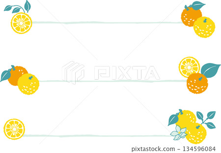 Retro-style, simple and pop yuzu illustrations - 3 simple line designs 134596084