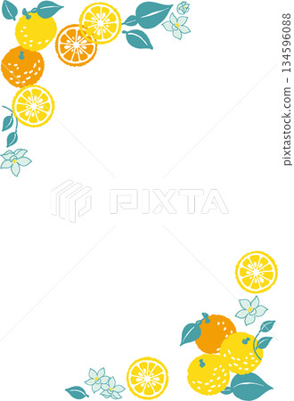 復古風格簡約流行柚子插畫角落豎版 134596088