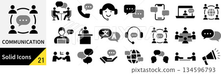 Vector communication silhouette icon set 134596793