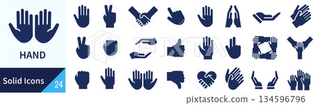 Vector hand silhouette icon set Vector hand silhouette icon set 134596796