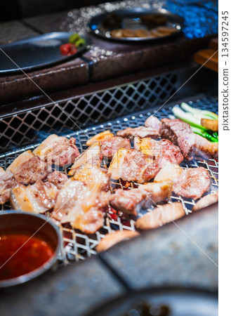 Authentic Korean Samgyeopsal (grilled pork belly) Authentic Korean Samgyeopsal (grilled pork belly) 134597245