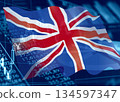 Business image: Financial graph and British flag 134597347