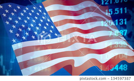 Business image: Financial graph and American flag Business image: Financial graph and American flag 134597387