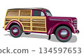 Vector retro woody wagon 134597653