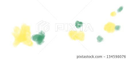 一幅插圖，畫面上是綠色和黃色的蓬鬆模糊的小點，像飄動的樹葉。 134598076