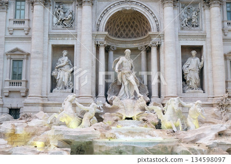 Trevi Fountain in Rome. Fontana di Trevi is one of the most famous landmark in Rome, Italy. Trevi Fountain in Rome. Fontana di Trevi is one of the most famous landmark in Rome, Italy. 134598097