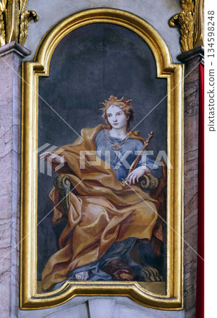 Fresco painting in the St Nicholas Cathedral in Ljubljana, Slovenia Fresco painting in the St Nicholas Cathedral in Ljubljana, Slovenia 134598248