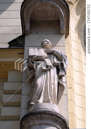 Saint Ignatius of Loyola on the portal of Saint James church in Ljubljana, Slovenia Saint Ignatius of Loyola on the portal of Saint James church in Ljubljana, Slovenia 134598252