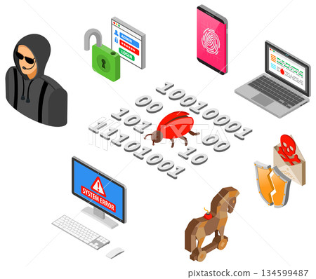 Hacker Activity Isometric Concept 134599487