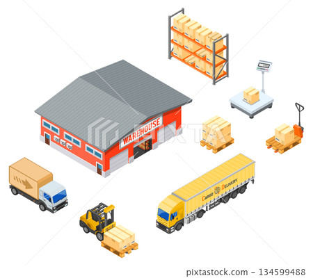 Warehouse Storage and Delivery Isometric Infographics 134599488