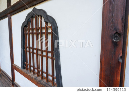 Flower-shaped window at Koshoji Temple, Uji City, Kyoto Prefecture 134599513