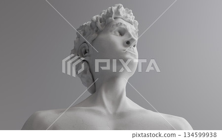 David - face sculpture - 3D illustration 134599938