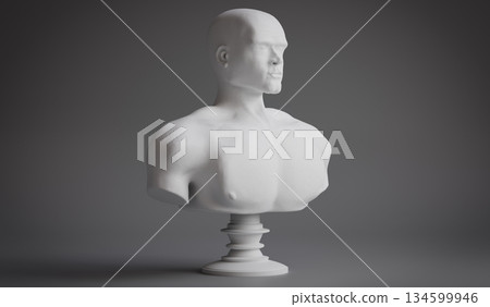 Gypsum man bust sculpture - 3D illustration Gypsum man bust sculpture - 3D illustration 134599946