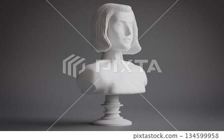 Gypsum woman bust sculpture - side view - 3D illustration Gypsum woman bust sculpture - side view - 3D illustration 134599958