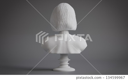 Gypsum woman bust sculpture - back view - 3D illustration Gypsum woman bust sculpture - back view - 3D illustration 134599967
