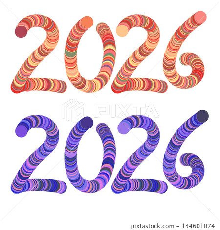 Colorful 3D 2026 Typography in Spiral Style Colorful 3D 2026 Typography in Spiral Style 134601074