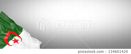 Algeria - national flag and gradient background - horizontal banner format - 3D illustration Algeria - national flag and gradient background - horizontal banner format - 3D illustration 134601420