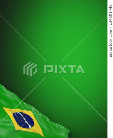 Brazil - national flag and gradient background - vertical poster - 3D illustration 134601449